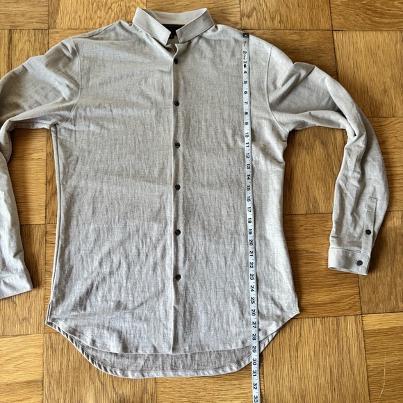 Blue & Cream NYC Men’s Large Button-Down Shirt Gray Oatmeal Japanese Fabric - Picture 6 of 7